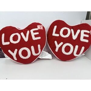 Heart Novelty Pillow Set Love You Red Plush Decor Target NWT 13x14